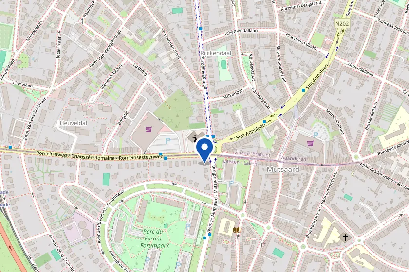 Plan: de praktijk in Laken, Mutsaardlaan 88 in Brussel. Klik voor de route.